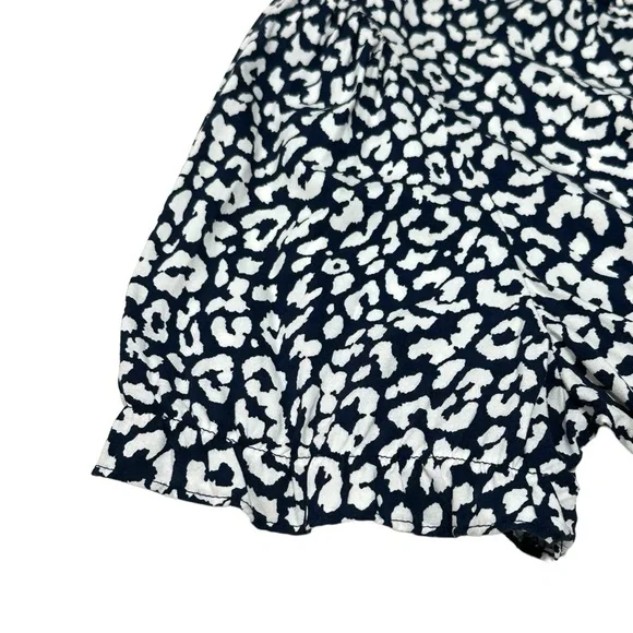 J Crew Factory Cotton Navy White Print Tiered Puff Sleeve Pocket MIDI Dress - Picture 9 of 12